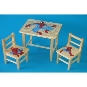Dětský dřevěný stůl se židlemi Spider Man - 51x40 cm