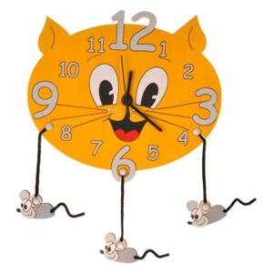 Dětské dřevěné hodiny Kočka s myškami