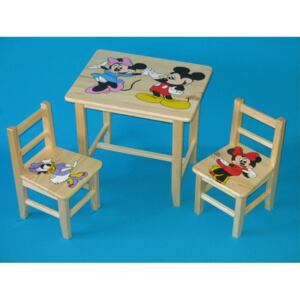 Dětský dřevěný stůl se židlemi - Mickey Mouse - 60x50 cm