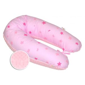 Kojící polštář - relaxační poduška Minky, Baby Stars růžové