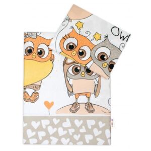 2-dílné bavlněné povlečení Cute Owls - béžové