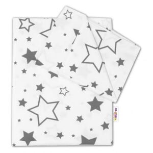 2-dílné bavlněné povlečení - Šedé hvězdy a hvězdičky - bílý