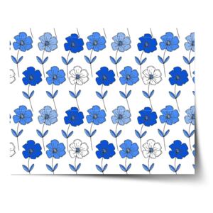 Plakát SABLIO - Modré květiny 90x60 cm