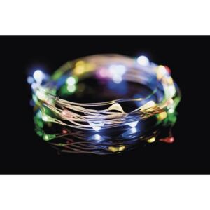 LED vánoční nano řetěz NANO LIGHTS, 20xLED, vícebarevné světlo, 1,9m, 2xAA, časovač, stříbrný