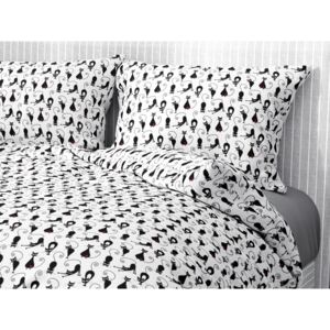 Goldea bavlněné ložní povlečení - vzor 533 černé kočky na bílém 140 x 220 a 70 x 90 cm