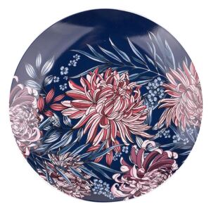 Modrý talíř s květinami, 20 cm, Margo