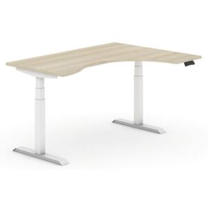 B2B Partner Výškově nastavitelný stůl, ergonomický pravý, 1600 x 1200 mm, dub + Záruka 7 let