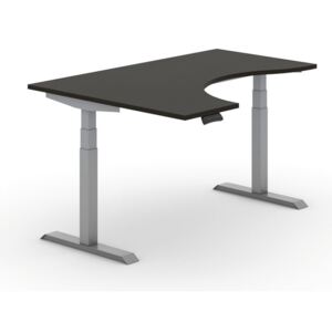 B2B Partner Výškově nastavitelné stoly, elektrické, ergonomické levé 1600 x 1200 mm, wenge + Záruka 7 let