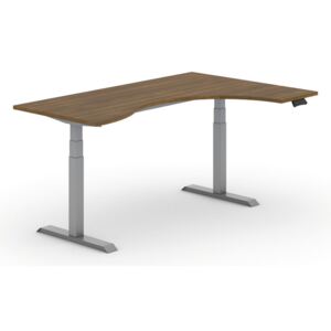B2B Partner Výškově nastavitelný stůl, elektrický, ergonomický pravý, 1800 x 1200 mm, ořech + Záruka 7 let
