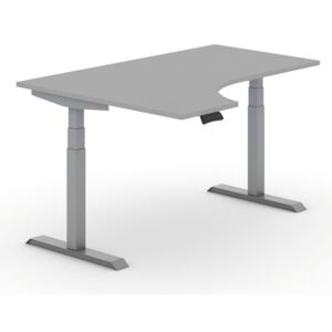 B2B Partner Výškově nastavitelný stůl, elektrický, ergonomický levý, 1600 x 1200 mm, šedá + Záruka 7 let