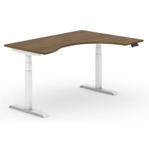 B2B Partner Výškově nastavitelný stůl, ergonomický pravý, 1600 x 1200 mm, ořech + Záruka 7 let