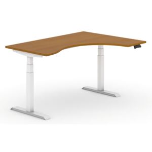 B2B Partner Výškově nastavitelný stůl, ergonomický pravý, 1600 x 1200 mm, třešeň + Záruka 7 let