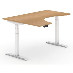 B2B Partner Výškově nastavitelný stůl, elektrický, ergonomický levý, 1600 x 1200 mm, buk + Záruka 7 let