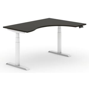 B2B Partner Výškově nastavitelný stůl, ergonomický pravý, 1600 x 1200 mm, wenge + Záruka 7 let
