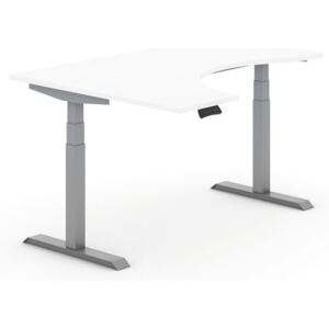B2B Partner Výškově nastavitelné stoly, elektrické, ergonomické levé 1600 x 1200 mm, bílá + Záruka 7 let