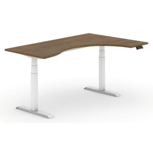 B2B Partner Výškově nastavitelný stůl, ergonomický pravý, 1800 x 1200 mm, ořech + Záruka 7 let