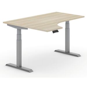 B2B Partner Výškově nastavitelný stůl, elektrický, ergonomický levý, 1600 x 1200 mm, dub + Záruka 7 let
