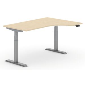 B2B Partner Výškově nastavitelný stůl, elektrický, ergonomický pravý, 1600 x 1200 mm, bříza + Záruka 7 let
