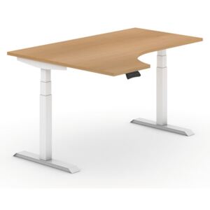 B2B Partner Výškově nastavitelný stůl, elektrický,1600 x 1200, ergonomický, levý, buk + Záruka 7 let