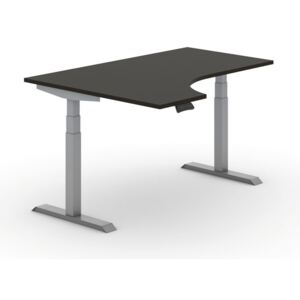 B2B Partner Výškově nastavitelný stůl, elektrický, ergonomický levý, 1600 x 1200 mm, wenge + Záruka 7 let