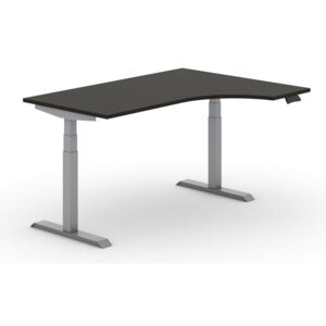B2B Partner Výškově nastavitelný stůl, elektrický, ergonomický pravý, 1600 x 1200 mm, wenge + Záruka 7 let