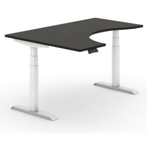 B2B Partner Výškově nastavitelný stůl, elektrický, ergonomický levý, 1600 x 1200 mm, wenge + Záruka 7 let