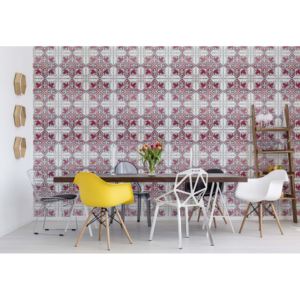GLIX Fototapeta - Vintage Tiles Pattern Pink II. Vliesová tapeta - 206x275 cm