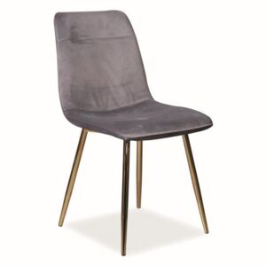 Židle Eros Velvet, šedá sametová/zlatá