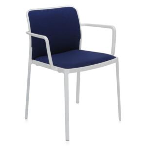 Kartell - Židle Audrey Soft Trevira s područkami, bílá/modrá