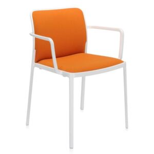 Kartell - Židle Audrey Soft Trevira s područkami, bílá/oranžová