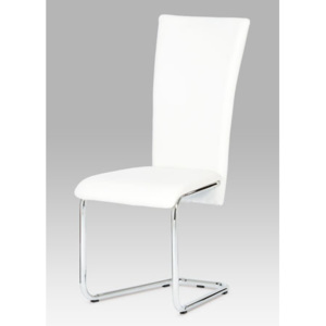 Autronic Jídelní židle, chrom / bílá koženka