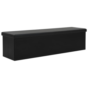 Skládací úložná lavice z umělé kůže 150 x 38 x 38 cm černá