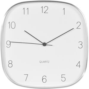 Čtvercové nástěnné hodiny – stříbrná barva, 30x30 cm
