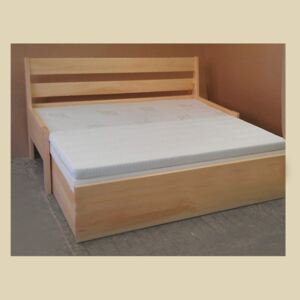 Postelshop Rozkládací postel Double masiv 4cm -bez úložného prostoru provedení: dub