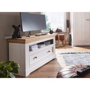 TV stolek Marone 1s, dekor bílá-dřevo,masiv,borovice
