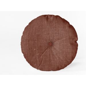 Vínový polštář Linen Couture Cojin Redondo Burgundy, ⌀ 45 cm