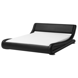 Černá matná kožená postel 180x200 cm AVIGNON