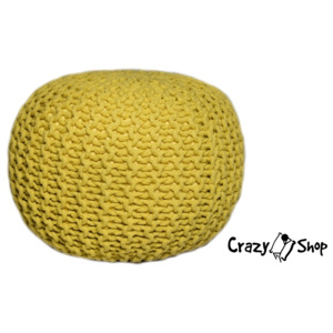 CrazyShop Pletený puf Crazyshop SOLID, žlutá (ručně pletený)
