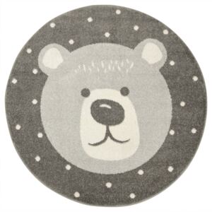 Kulatý dětský koberec EMILY KIDS 5856A Míša Medvídek Šedý Rozměr: průměr 100 cm