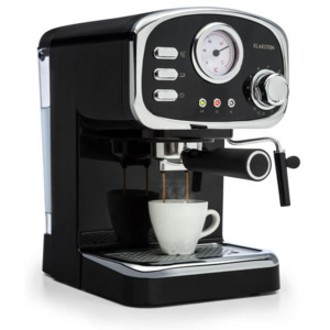Klarstein Espressionata Gusto, espresso kávovar, 1100 W, tlak 15 bar, černý