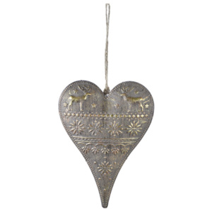 Závěsná dekorace ve tvaru srdce ve zlaté barvě Ego Dekor Heart, výška 16 cm