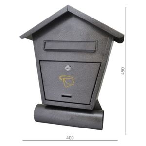 Poštovní schránka 400x450x70mm, stříbrná antik, max. formát listu: B6, tunel na noviny ø 75 mm