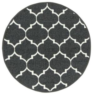 Kulatý koberec Clover pogumovaný tmavě šedý Rozměr: průměr 80 cm