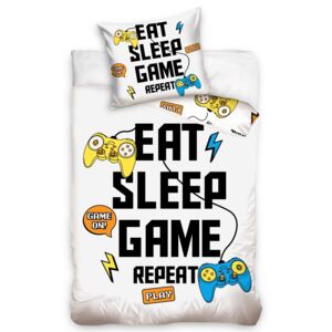BedTex Bavlněné povlečení - Eat Sleep Game Repeat - 140x200 + 70x90