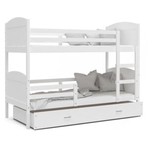 Patrová postel MATOUŠ včetně úložného prostoru (Bílá), Bílá