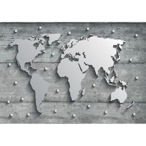 Postershop Fototapeta vliesová: Kovová mapa světa - 254x368 cm
