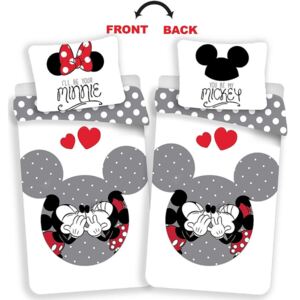 Jerry Fabrics povlečení bavlna Mickey and Minnie love grey 140x200+70x90 cm