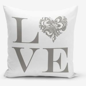 Povlak na polštář s příměsí bavlny Minimalist Cushion Covers Love Grey, 45 x 45 cm