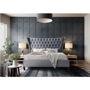 Manželská čalouněná postel s roštem 180x200 šedá wenge TK3125