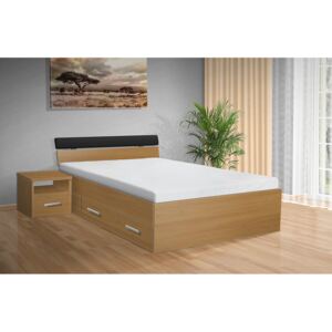 Nabytekmorava postel s úložným prostorem RAMI - M 120x200 cm barva lamina: Buk 381, matrace: bez matrace